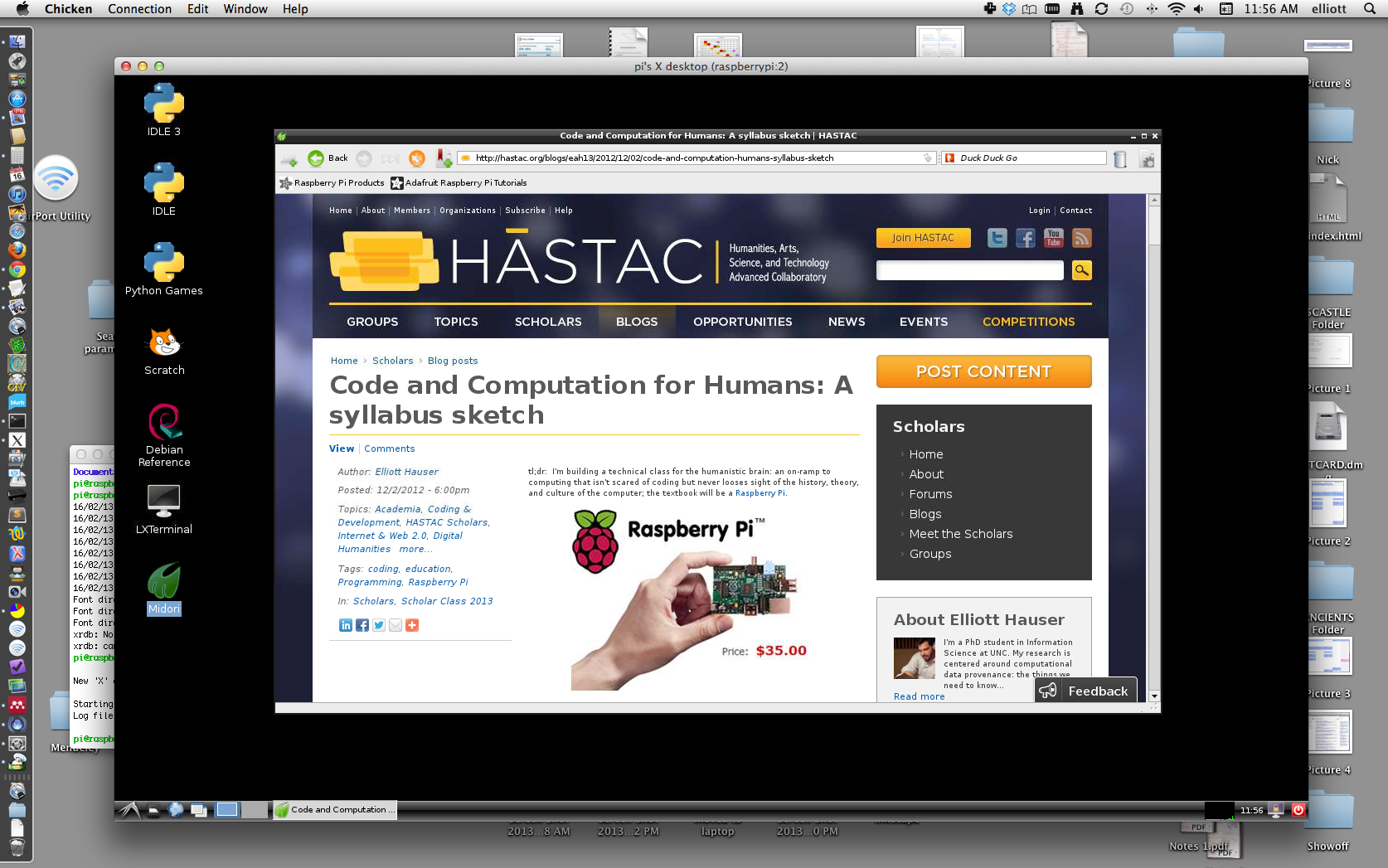 VNC into the Pi over ethernet.